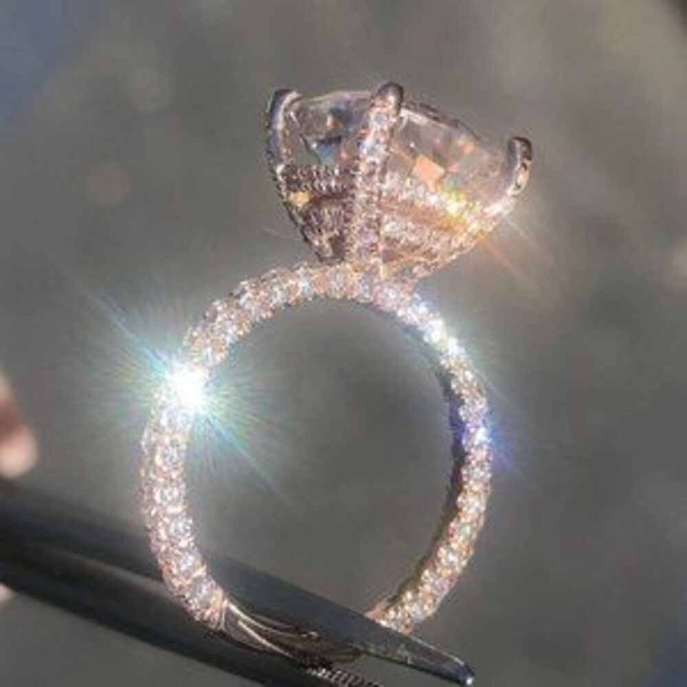 *NEW 6CT 18K Rose Gold Huge Morganite Diamond Ring - Picture 2 of 4